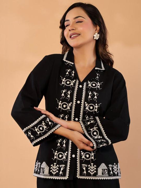 Florals Embroidered Shirt with Trousers Co-Ords Set For Women, Wedding Guest Outfit, Indian Co-Ords Set, Indo Western Dress VitansEthnics