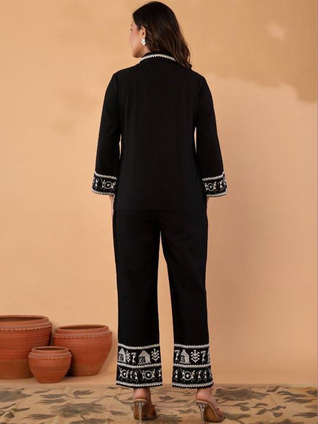 Florals Embroidered Shirt with Trousers Co-Ords Set For Women, Wedding Guest Outfit, Indian Co-Ords Set, Indo Western Dress VitansEthnics