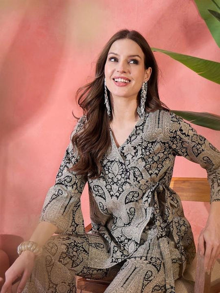 Floral Printed Pure Cotton Tunic With Trousers Co-Ords Set For Women, Wedding Guest Outfit, Indian Co-Ords Set, Indo Western Dress VitansEthnics