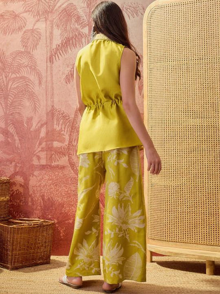 Floral Silk Printed Top with Palazzos Co-Ords Set For Women, Wedding Guest Outfit, Indian Co-Ords Set, Indo Western Dress VitansEthnics
