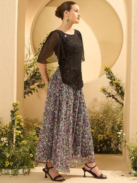 Embellished Round Neck Top With Palazzo Set For Women, Ethnic Indo Western Outfit, Coords Set, Indian Dress, Indian Wedding Guest Outfit VitansEthnics