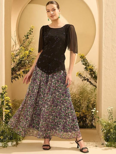 Embellished Round Neck Top With Palazzo Set For Women, Ethnic Indo Western Outfit, Coords Set, Indian Dress, Indian Wedding Guest Outfit VitansEthnics