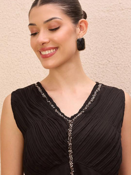 Embellished V-Neck Top With Printed Palazzos Co-Ords Set For Women, Ethnic Indo Western Outfit, Indian Dress, Indian Wedding Guest Outfit VitansEthnics
