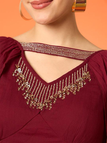Embellished V-Neck Tunic & Palazzos Co-Ords Set For Women, Indo Western Fusion Outfit, Indian Dress, Indian Wedding Guest Outfit VitansEthnics
