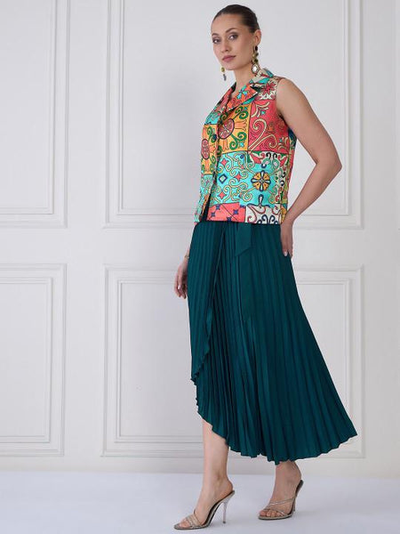 Printed Shirt & Skirt Co-Ords Set For Women, Indian Top with Dhoti Skirt Set, Ethnic Indo Western Outfit VitansEthnics