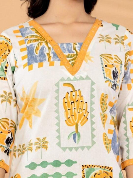 Indian Tropical Cotton Printed Top with Trousers Co-Ords Set, Indo Western Outfit Set For Women, Fusion Outfit Set VitansEthnics