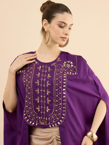 Embroidered Round Neck Top & Skirt Co-Ords Set For Women, Indian Top with Dhoti Skirt Set, Ethnic Indo Western Outfit VitansEthnics