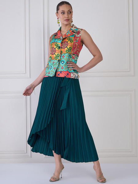 Printed Shirt & Skirt Co-Ords Set For Women, Indian Top with Dhoti Skirt Set, Ethnic Indo Western Outfit VitansEthnics