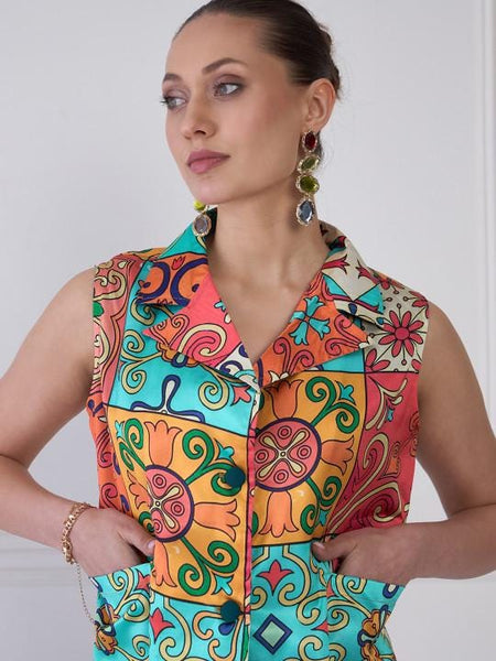 Printed Shirt & Skirt Co-Ords Set For Women, Indian Top with Dhoti Skirt Set, Ethnic Indo Western Outfit VitansEthnics