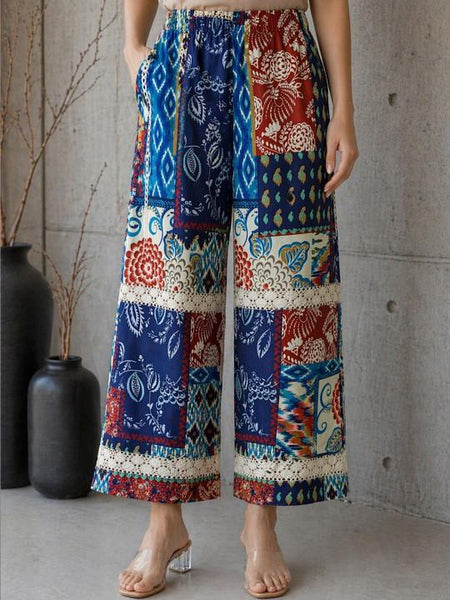 Indian Multicolor Patchwork Print Cotton Co-Ord Set with Kurta & Trousers, Indo Western Outfit Set For Women, Fusion Outfit Set VitansEthnics