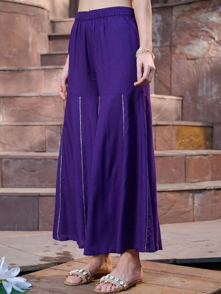 Women Ethnic Motifs Embroidered Empire Mirror Work Kurti with Sharara & With Dupatta VitansEthnics