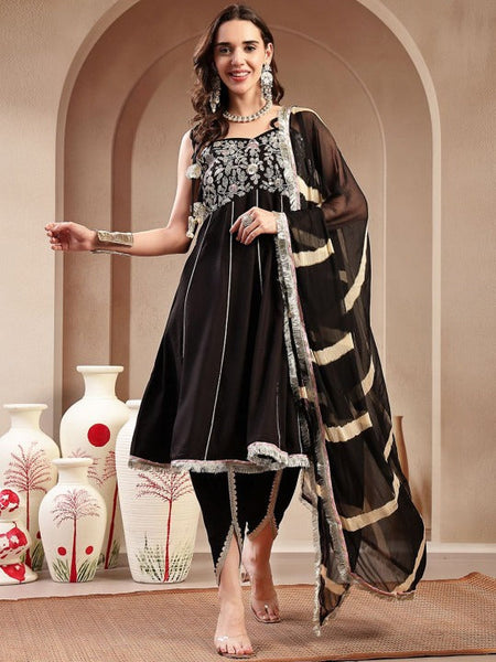 Women Ethnic Motifs Embroidered Pure Cotton Kurta with Dhoti Pants & Dupatta VitansEthnics