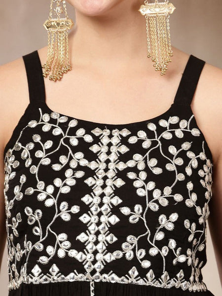 Women Ethnic Motifs Embroidered Regular Mirror Work Kurti with Palazzos & With Dupatta VitansEthnics