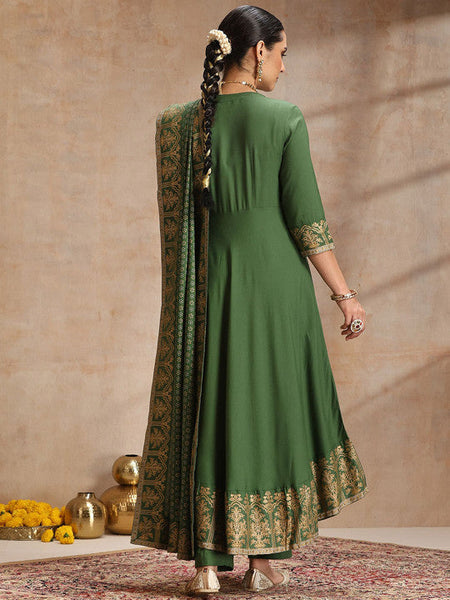 Ethnic Motifs Angrakha Kurta with Trousers & Dupatta Set VitansEthnics