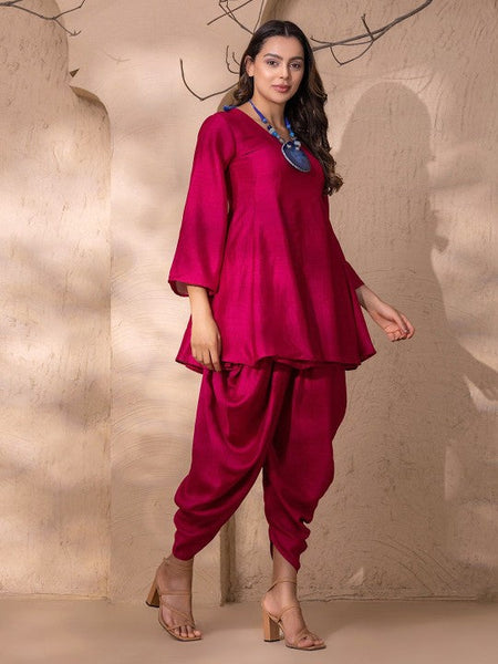 V Neck Peplum Kurti with Dhoti Pants Set VitansEthnics