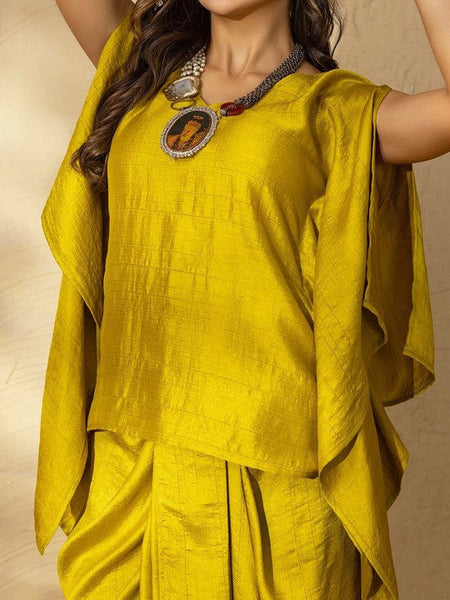 V Neck Kaftan Top with Dhoti Skirt Set VitansEthnics