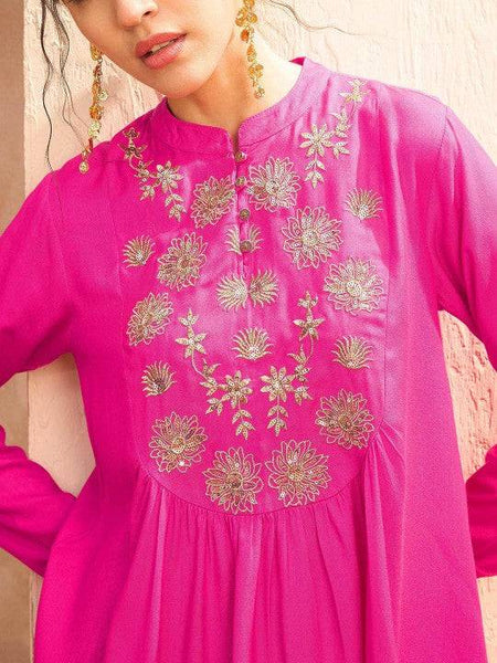 Floral Embroidered Sequinned Kurti With Dhoti Pants Indo Western Outfit VitansEthnics