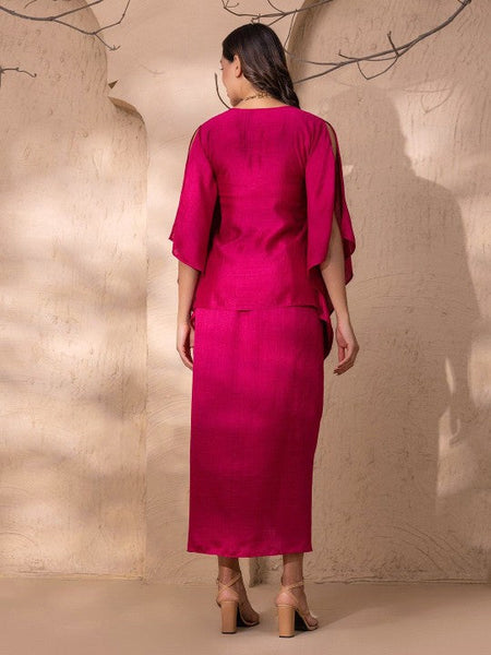 V Neck Kaftan Top with Dhoti Skirt Set VitansEthnics