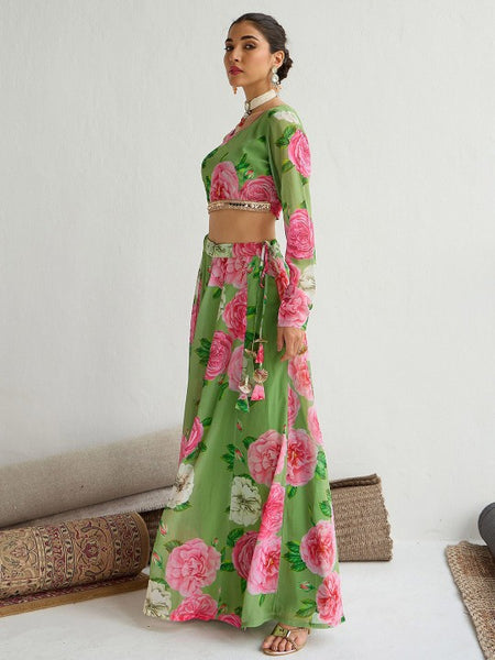 Floral printed Sequinned Ready To Wear Lehenga Choli VitansEthnics