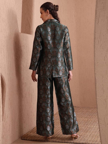 Crop Top With Trousers and Blazer Set for Women | Indian Pant Suit VitansEthnics