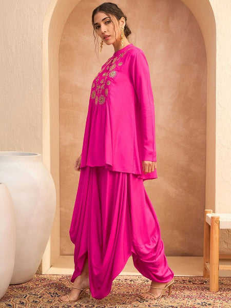 Floral Embroidered Sequinned Kurti With Dhoti Pants For Women, Tunic With Palazzo, Indian Dress, Party Wear Indo Western Outfit, Dhoti Suit8 VitansEthnics