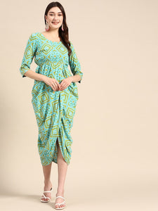 Side Cowl Asymmetric Overlap Dress | Dhoti Dress vitansethnics