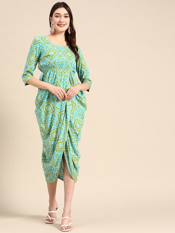 Side Cowl Asymmetric Overlap Dress | Dhoti Dress vitansethnics