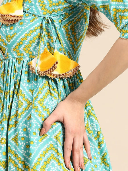 Printed Angrakha Kurti With Palazzo Set vitansethnics