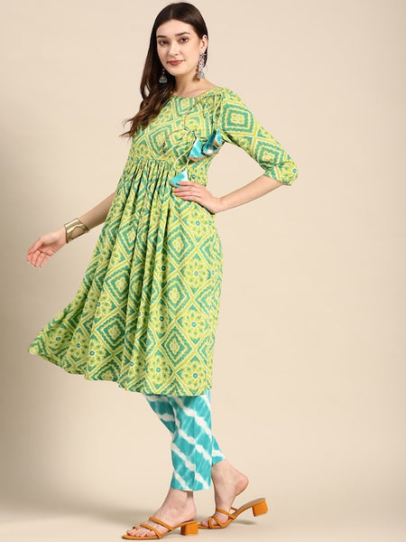 Printed Angrakha Kurti With Palazzo Set vitansethnics