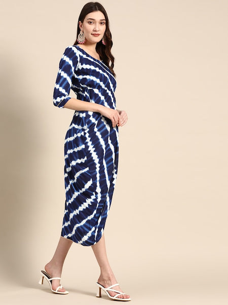 Side Cowl Asymmetric Overlap Dress | Dhoti Dress vitansethnics