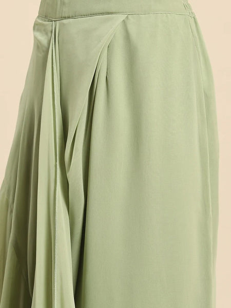 Crop Top With Skirt And Attached Dupatta Set | Pre-stitched Saree Gown vitansethnics
