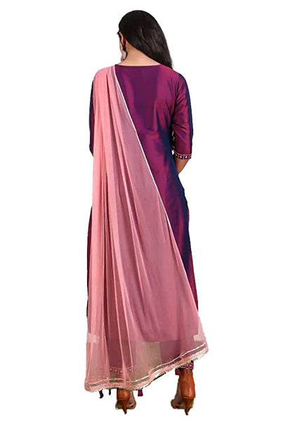 Art Silk Embroidered Kurta with Pant and Dupatta Set vitansethnics
