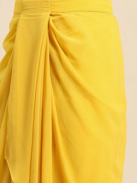 Crop Top With Dhoti Skirt And Shrug Set vitansethnics