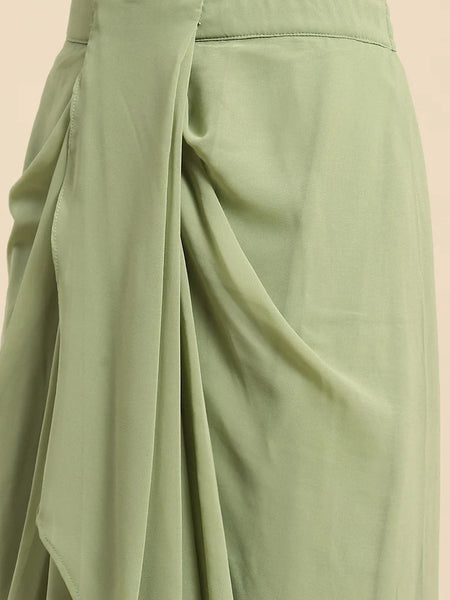 Crop Top With Dhoti Skirt And Shrug Set vitansethnics