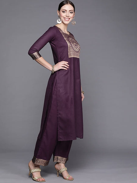 Women Maroon Kurta with Salwar & Dupatta Set vitansethnics