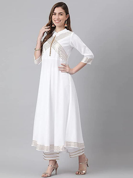Women's Rayon Flared Kurta And Palazzo With Dupatta Set vitansethnics