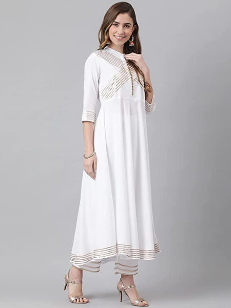 Women's Rayon Flared Kurta And Palazzo With Dupatta Set vitansethnics