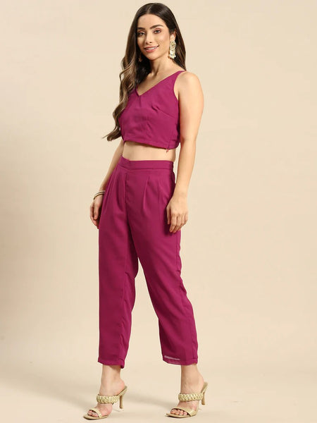 Crop Top With Pants And Jacket vitansethnics