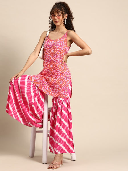 Tie Dye Kurti With Sharara Pants Set vitansethnics