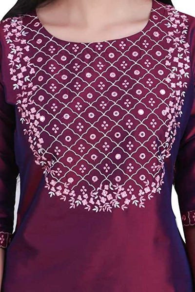 Art Silk Embroidered Kurta with Pant and Dupatta Set vitansethnics