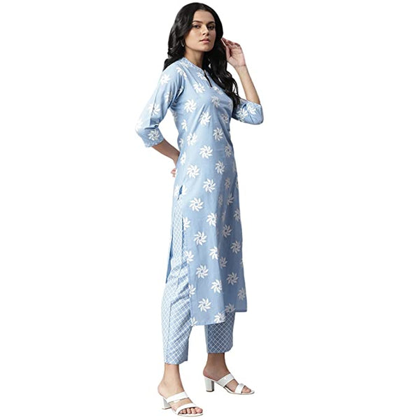 Women Cotton Straight Kurta Set with Pant & Dupatta vitansethnics