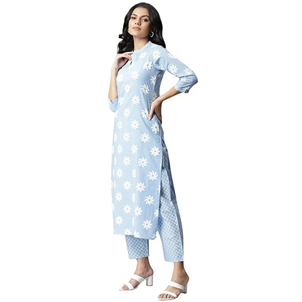 Women Cotton Straight Kurta Set with Pant & Dupatta vitansethnics