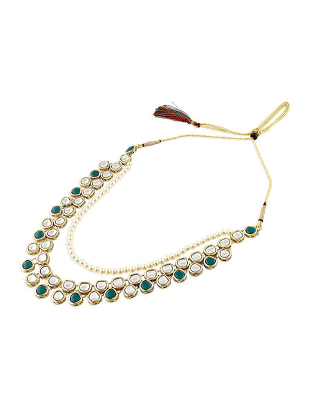 Green Kundan Multi Layers Necklace Earring & Ring Set VitansEthnics