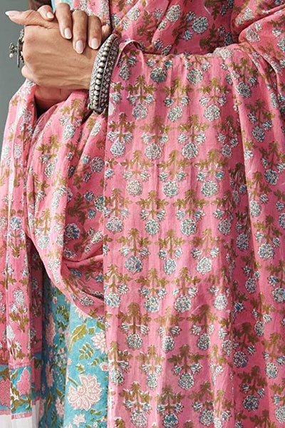 Women's Cotton Blend Straight Printed Kurta with Pant & Dupatta vitansethnics