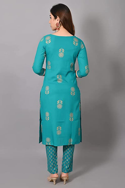 Women Rayon Straight Kurta Set with Pant & Dupatta vitansethnics