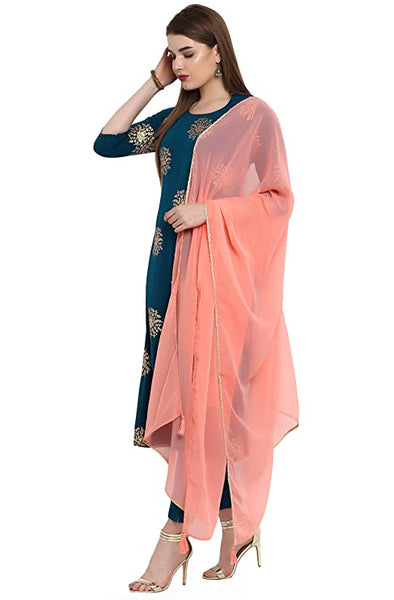 Women's Poly Crepe Turquoise Salwar Suit Set vitansethnics