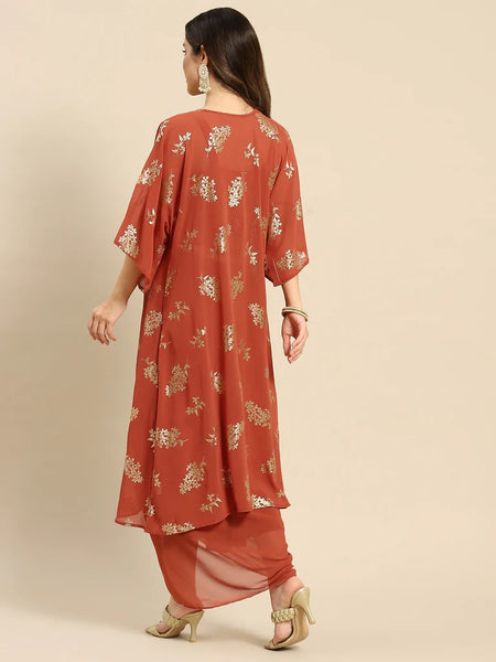 Crop Top With Dhoti Skirt And Shrug Set vitansethnics