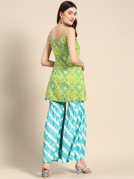 Tie Dye Kurti With Sharara Pants Set vitansethnics