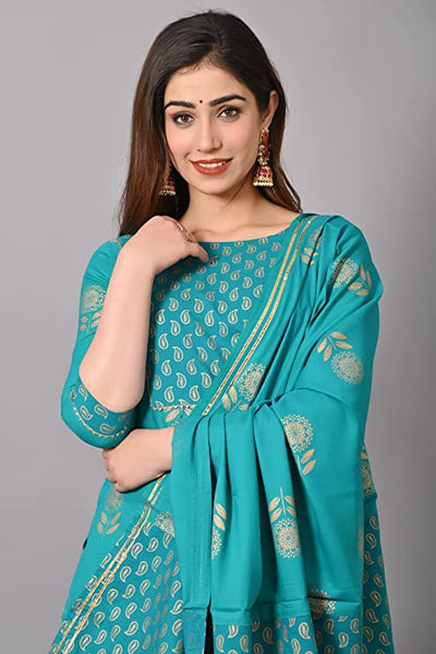 Women Rayon Straight Kurta Set with Pant & Dupatta vitansethnics