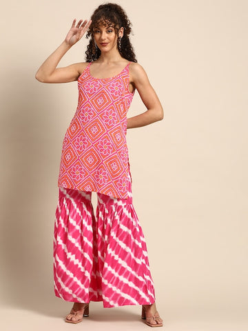 Tie Dye Kurti With Sharara Pants Set vitansethnics